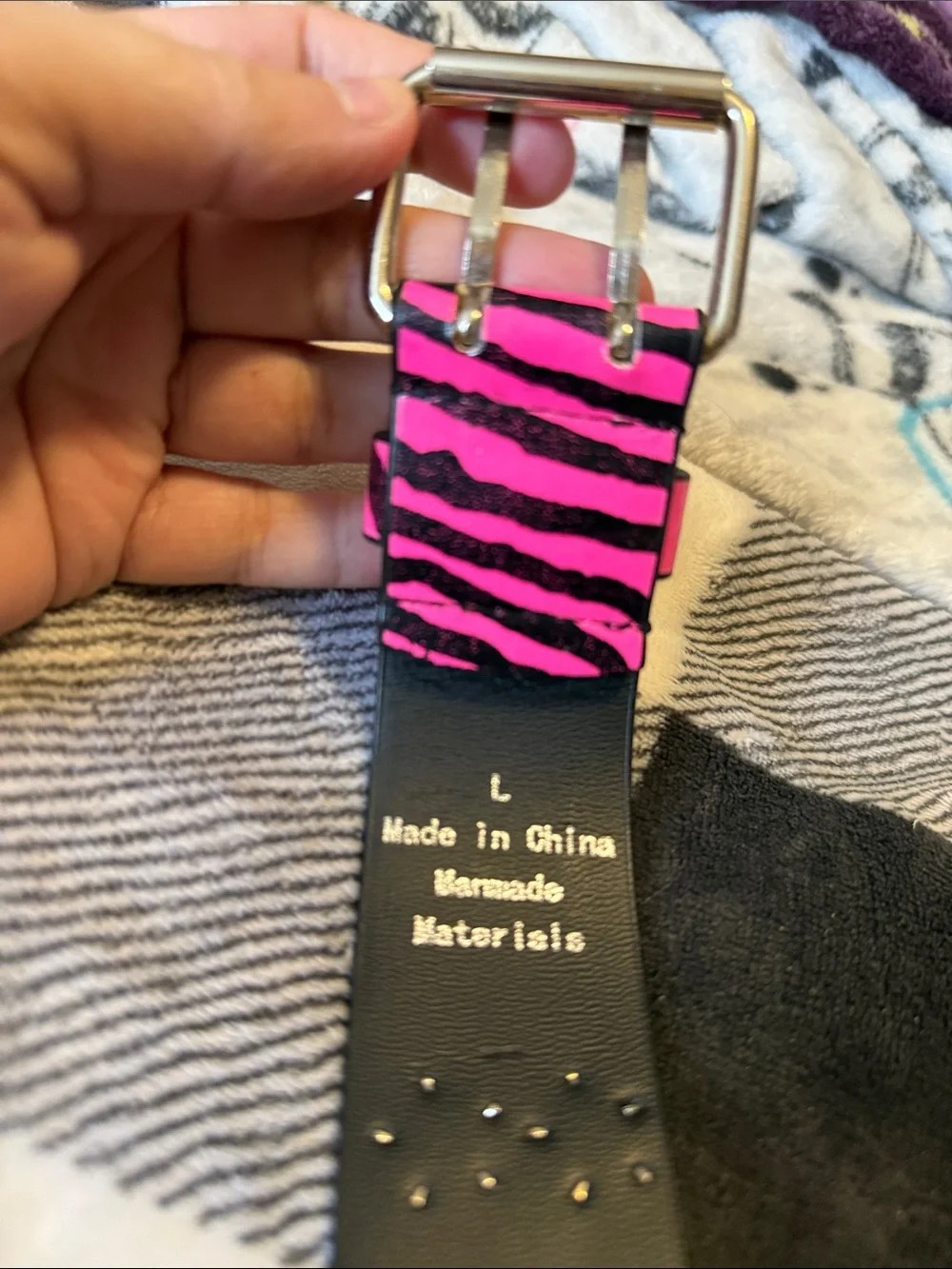 Girls Unbranded Pink Zebra Stripe Studded Belt